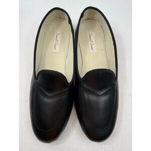 Daniel Green Black Slippers Womens 9.5 M Leather Slip On Loafers Lounge Shoes
